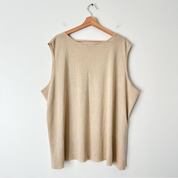 Ming Wang Metallic Gold Shimmer Tank Shell Top Plus Size 3X - Picture 6 of 10